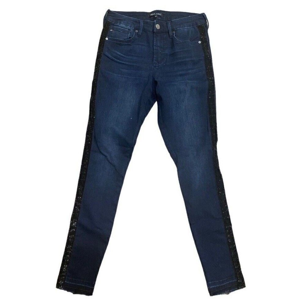Dear John Gisele High Waist Skinny Jeans 27 Stretch Denim Black Stripes on sides